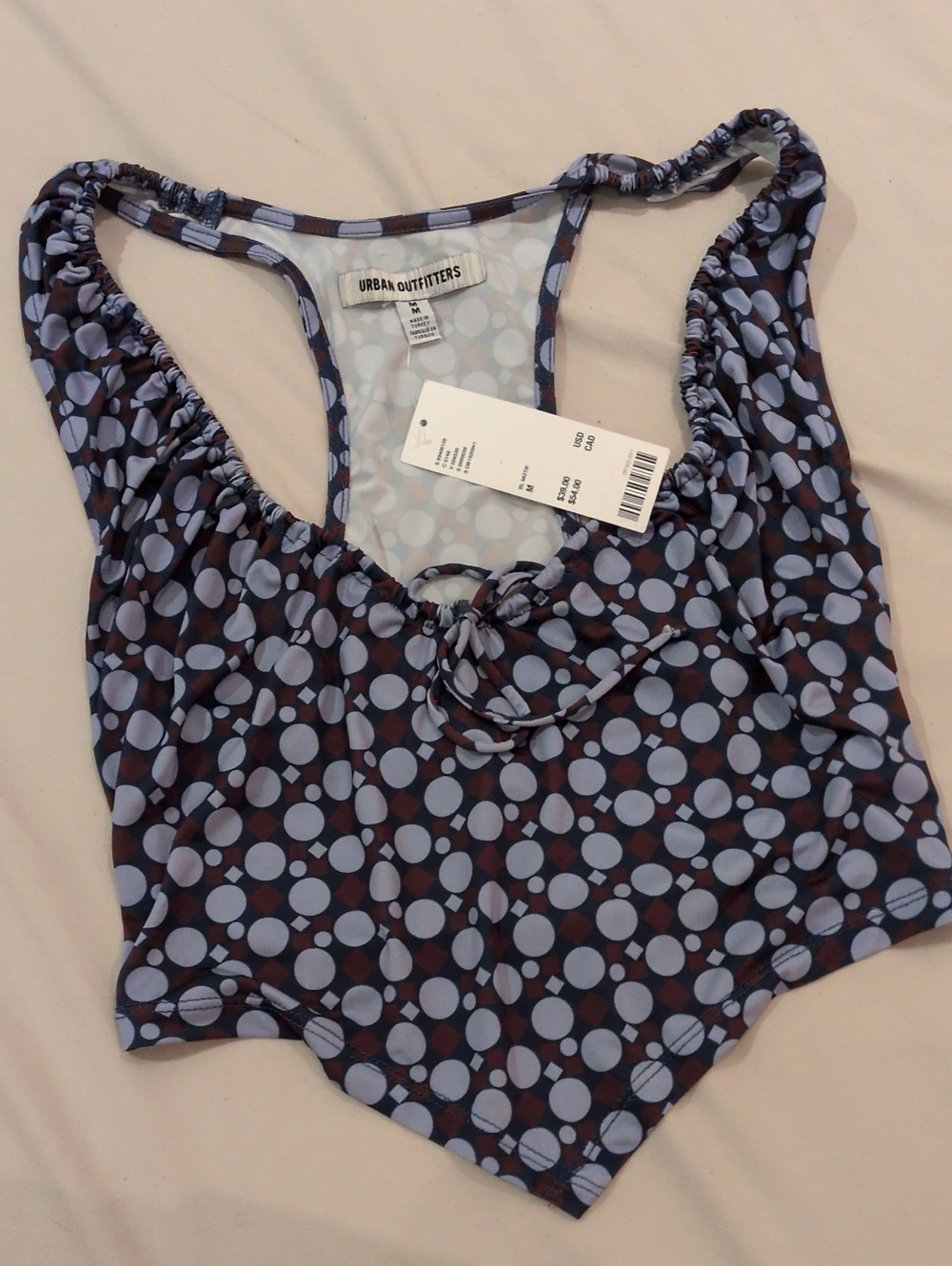 Urban Outfitters Navy and Light Blue Polka Dot Tank Top